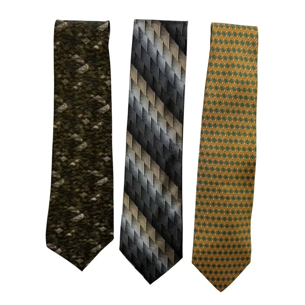Vintage 90s Silk Tie Lot 3pc Brooks Brothers Croft Barrow Joseph Feiss Neckties